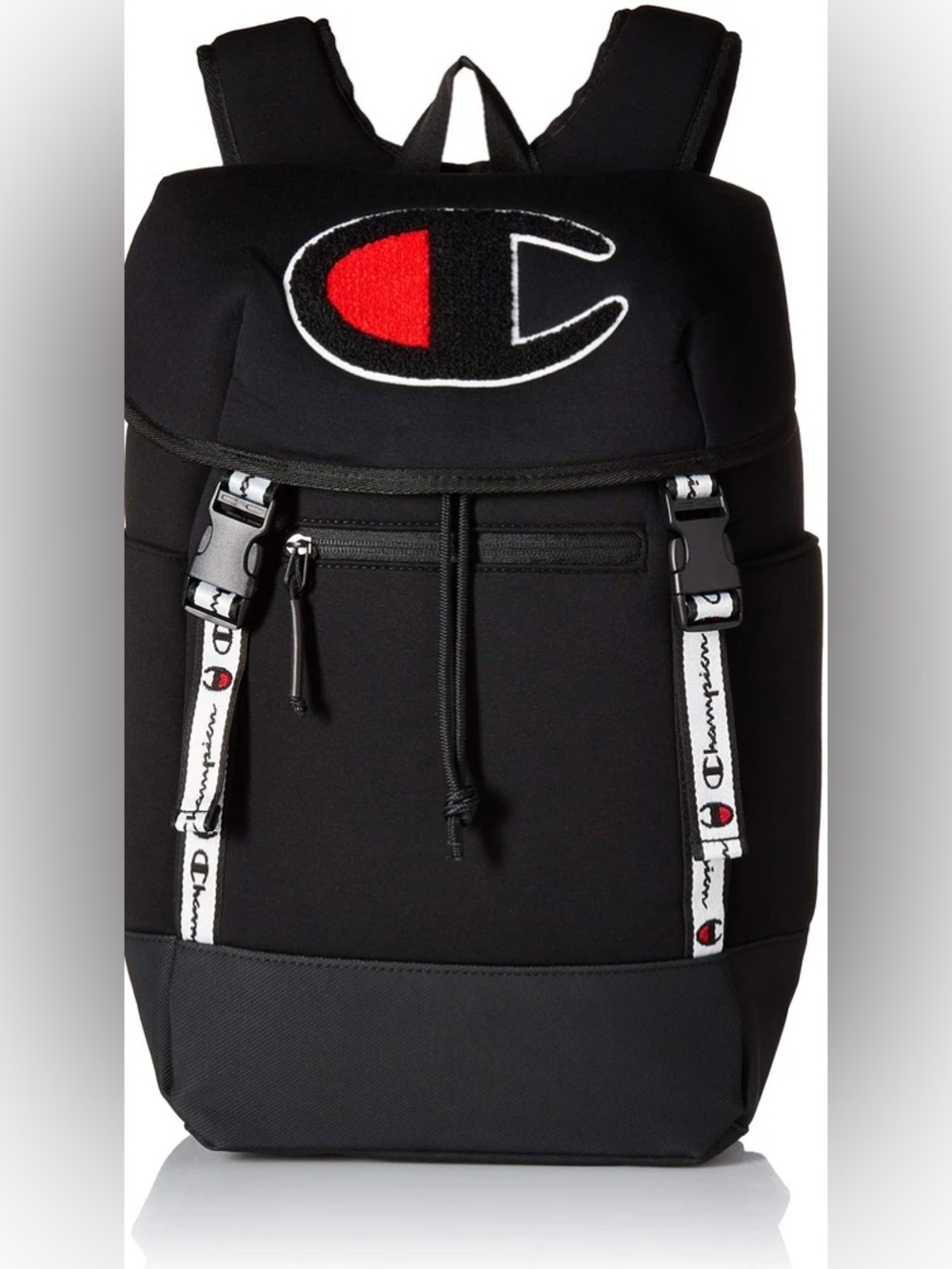 Champion Black Backpack with Red Logo Accent